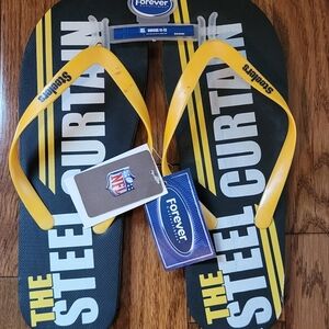 STEELERS Forever  Black and Yellow Flip Flops